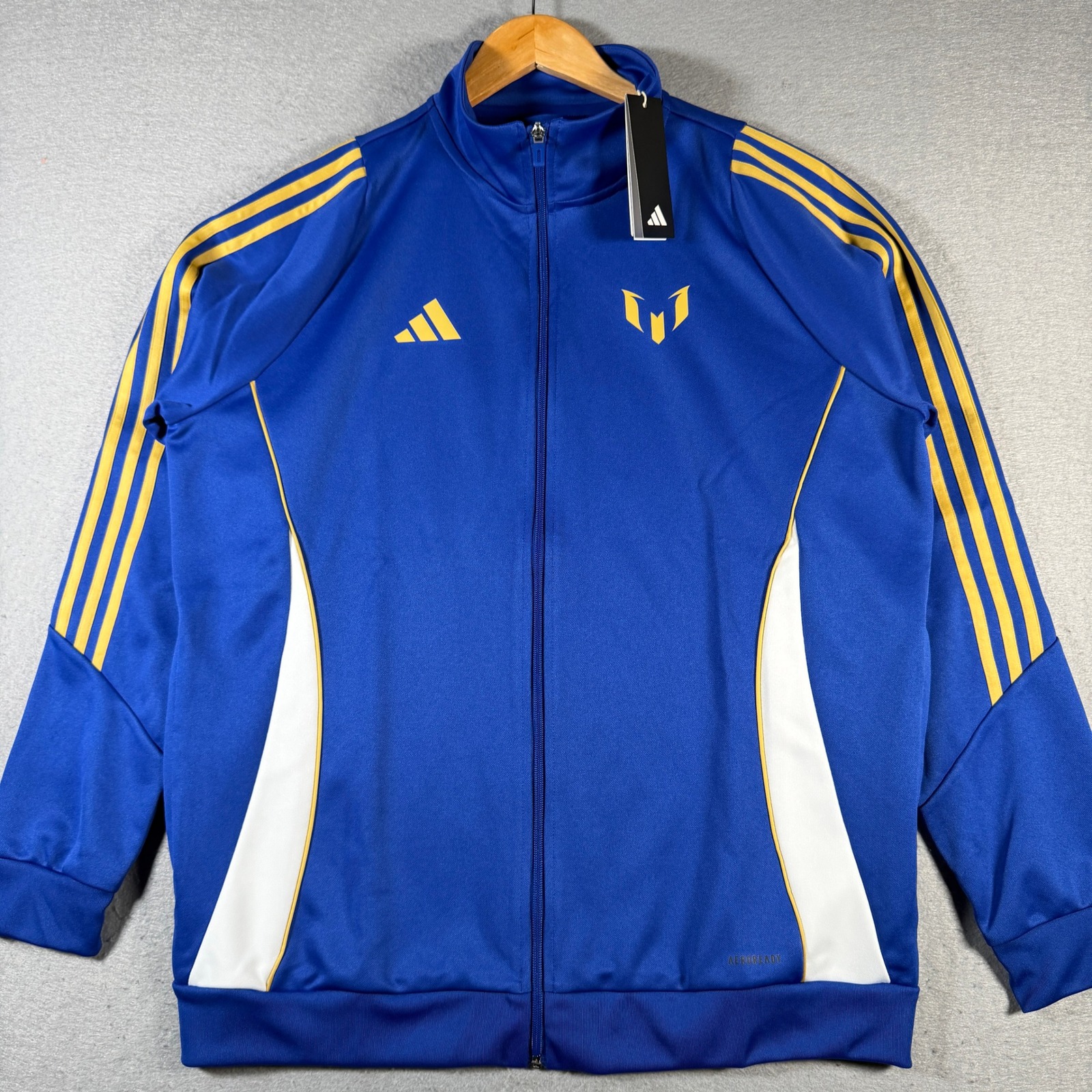 Adidas Messi Track Jacket Blue Yellow Full Zip Athletic Men's Xl Soccer Football